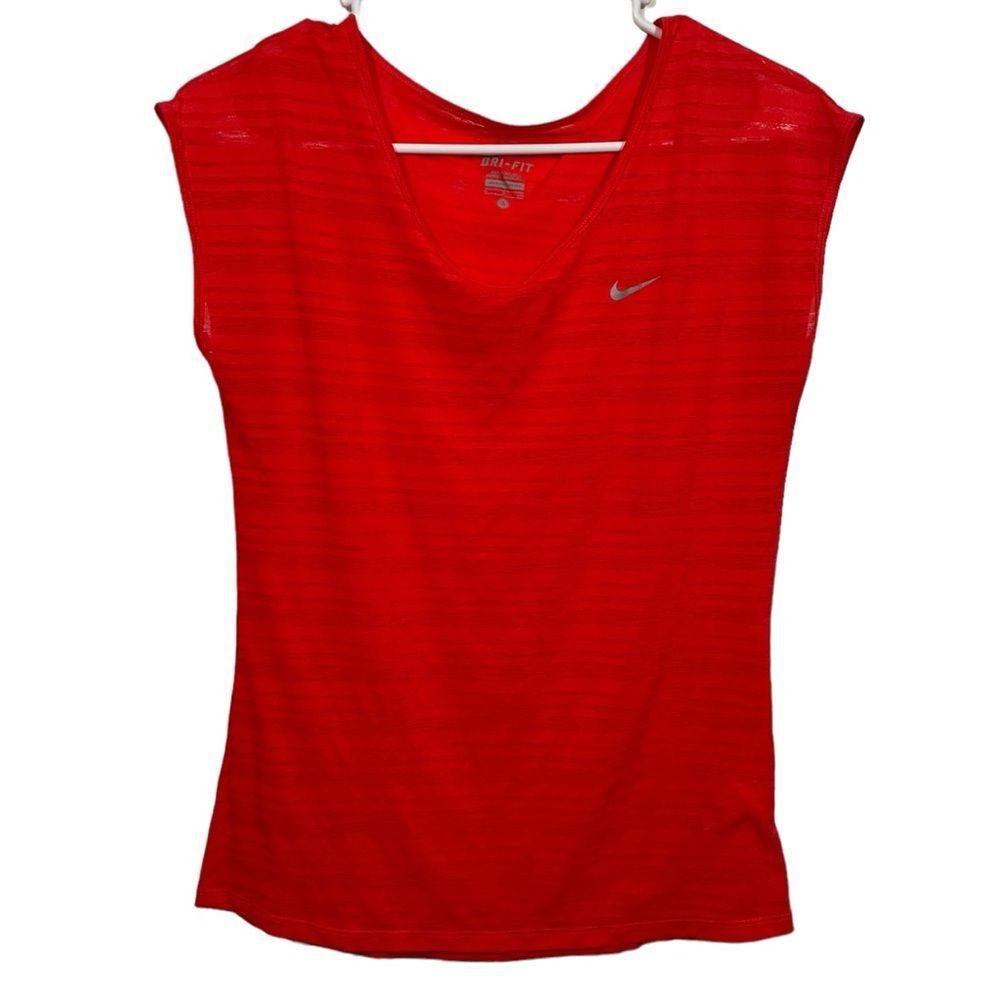 Nike Dri-Fit Red Cap Sleeve Lightweight Athletic T-Shirt